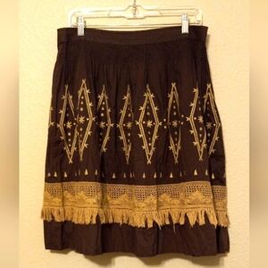 Marisa Christina 1980 Dirndl Style Embroidered Skirt. 100% Cotton Womens Sz 12